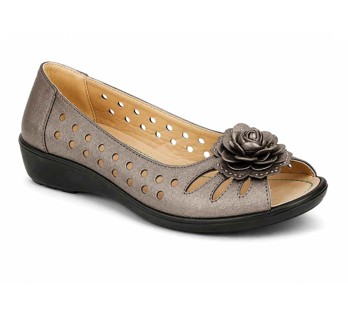 Womens Fashion sandals Slip On Open Peep Toe Pumps Ladies Leather sock Flower Summer Shoes