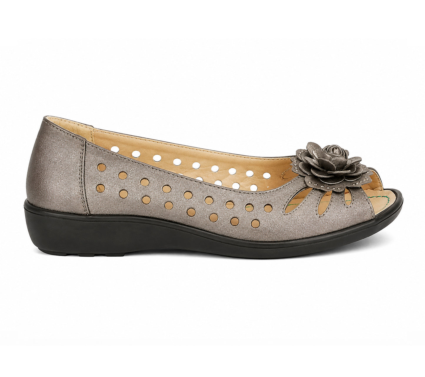 Womens Fashion sandals Slip On Open Peep Toe Pumps Ladies Leather sock Flower Summer Shoes