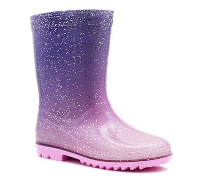 Girls Kids Mid Calf Wellies Sparkly Glitter Waterproof Puddle Rain Youth Wellington Boots