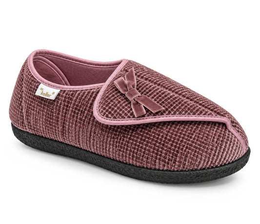 Womens EE Wide Fit Slippers Memory Foam Wide Opening Adjustable Ladies Touch Fasten House Shoes