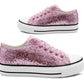 Womens Canvas Sparkly Pink Glitter Trainers Lace Up Glitter Chunky Sole Low Top Platform Baseball Sneakers Ladies Flat Fashion Pumps