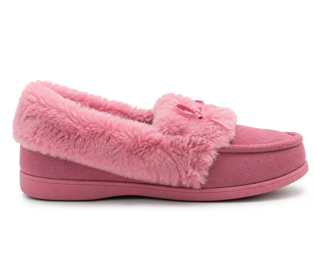 Womens Memory Foam Moccasin Slippers Faux Fur Trim Warm Slip On Ladies Winter House Shoes