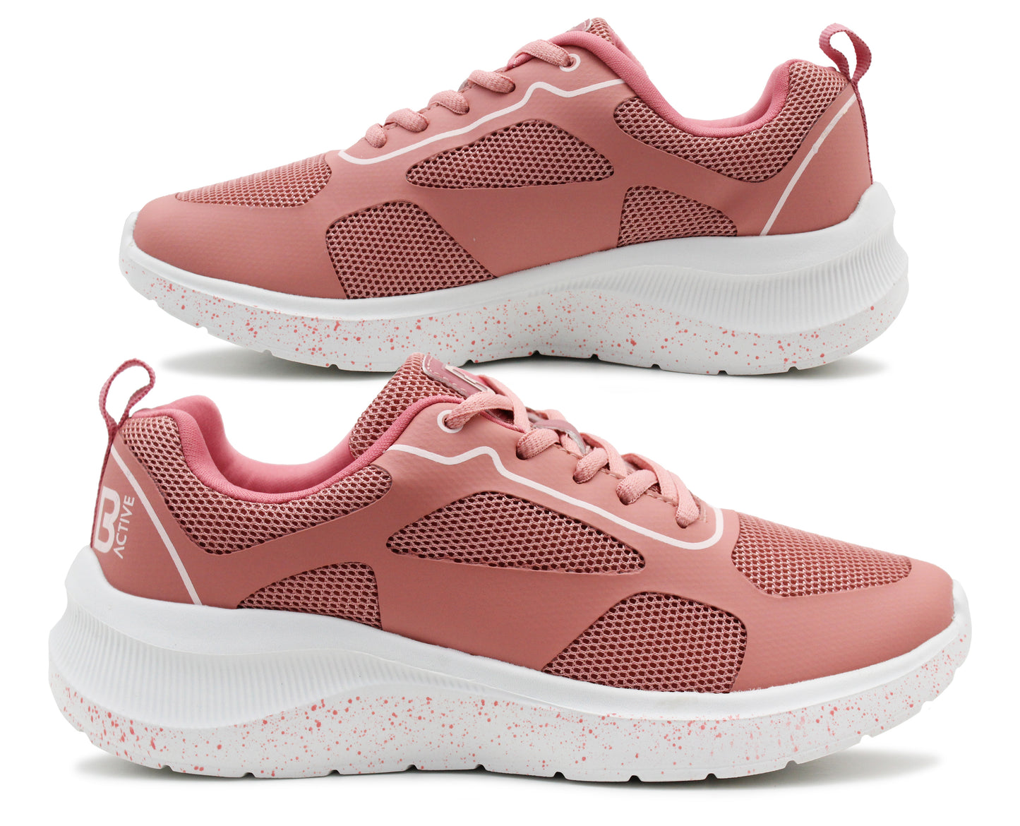 Womens Memory Foam Trainers Pink Lace Up Lightweight Breathable Sneakers Fitness Running Fashion Trainers