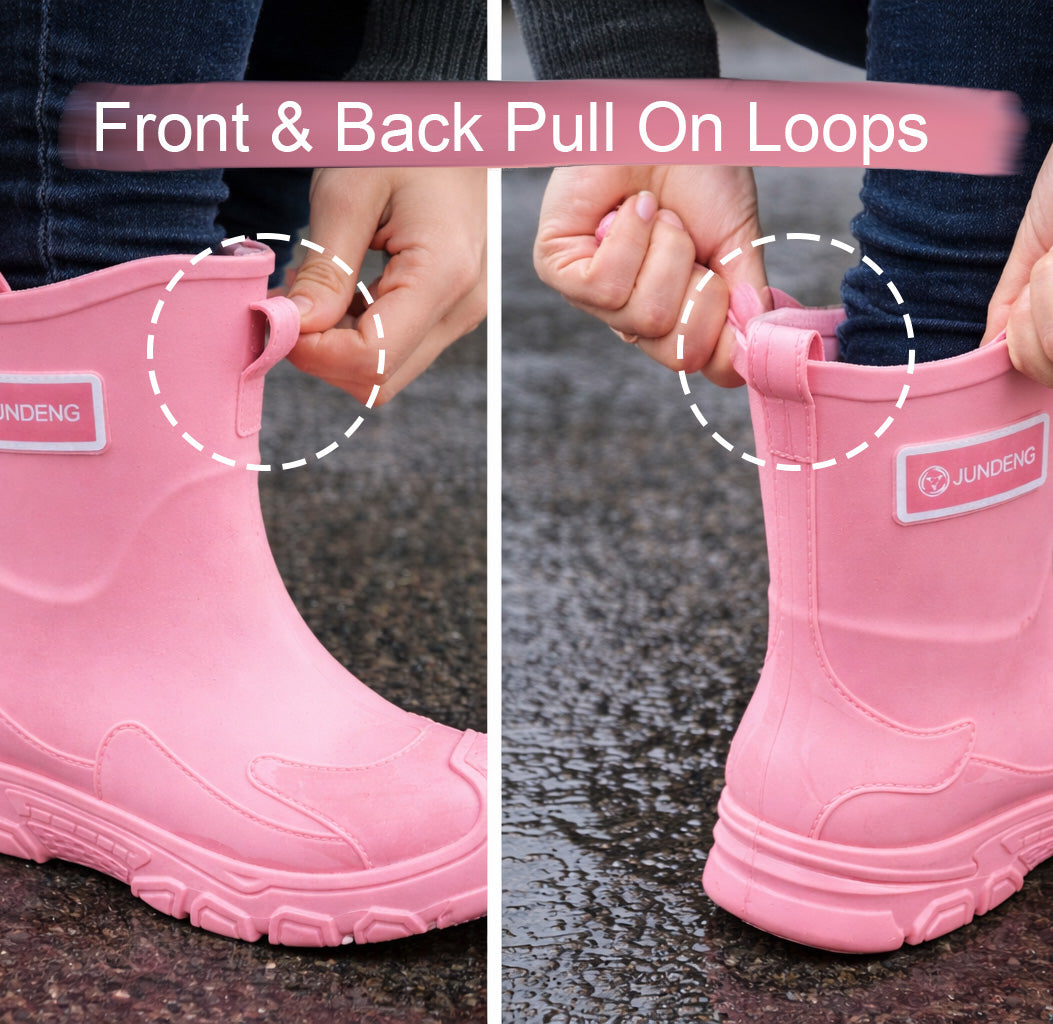 Womens Short Wellies Waterproof Ladies Mid Calf Wellington Boots Garden Walking Outdoor Mud Snow Rain Boots