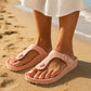 Womens Ladies Lightweight EVA Toe Post Slip On Flat Beach Summer Pool Slides Water Shoes Flip Flops Sandals Pink