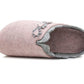 Womens Pink Felt Backless Slippers Ladies Slip On Mules Casual Indoor House Shoes