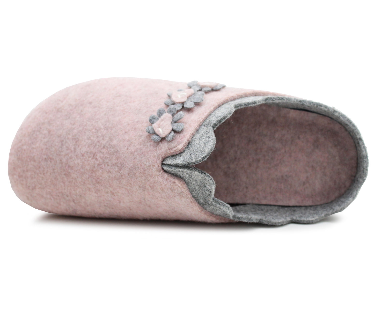 Womens Pink Felt Backless Slippers Ladies Slip On Mules Casual Indoor House Shoes