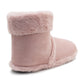 Womens Faux Fur Slipper Boots Warm Lined Ladies Plush Slippers Ankle Booties Lightweight Cosy Winter House Shoes Non-slip Sole Bootees Pink