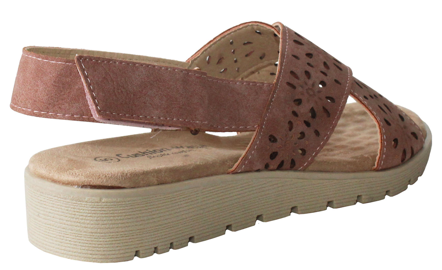 Womens ladies Slingback Criss Cross comfort Soft Foot Bed casual Wedge sandals UK
