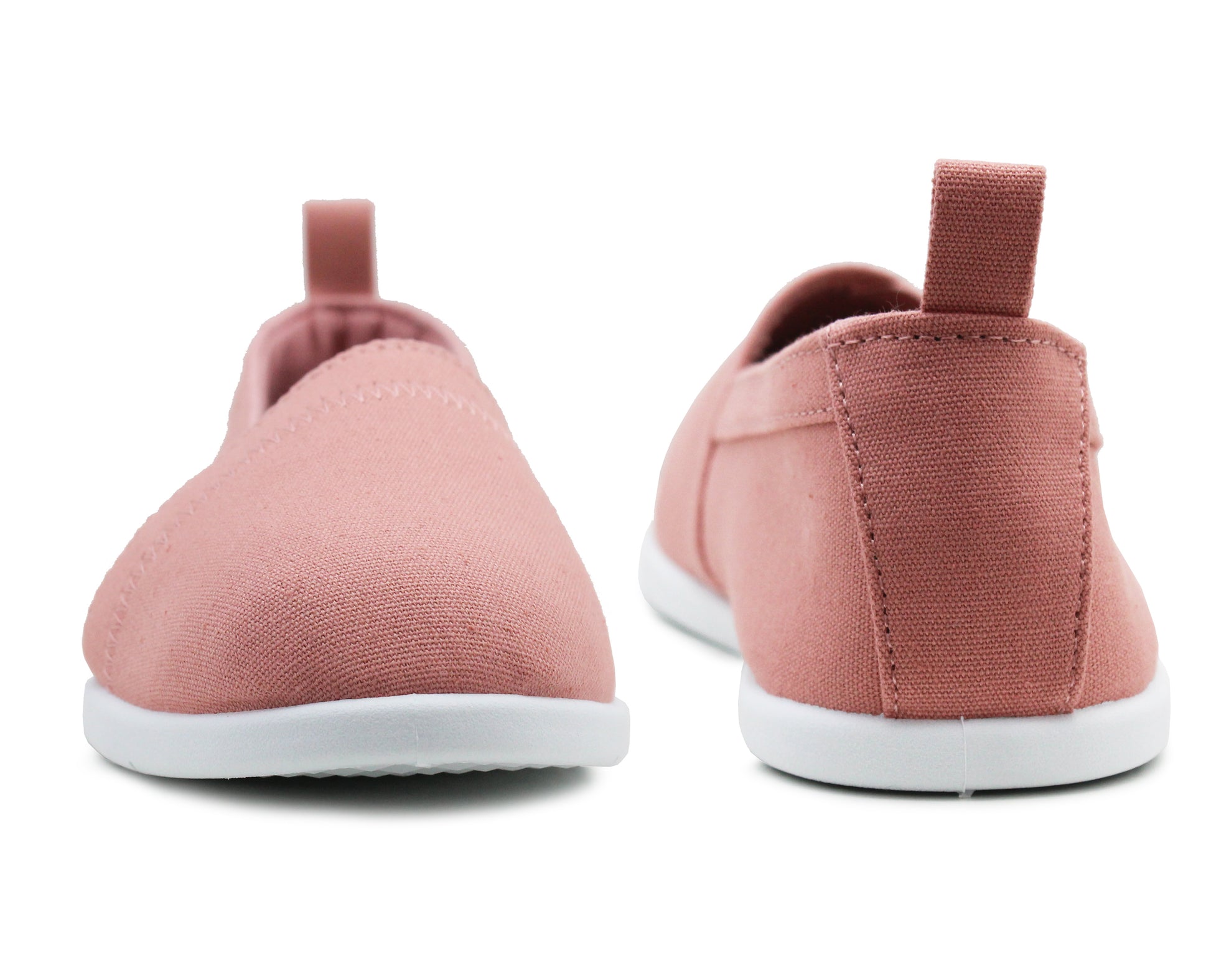 Womens Pink Canvas Slip On Plimsolls Flat Pumps Casual Espadrilles Loafer Trainers