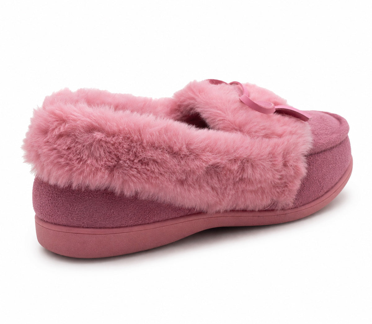 Womens Memory Foam Moccasin Slippers Faux Fur Trim Warm Slip On Ladies Winter House Shoes
