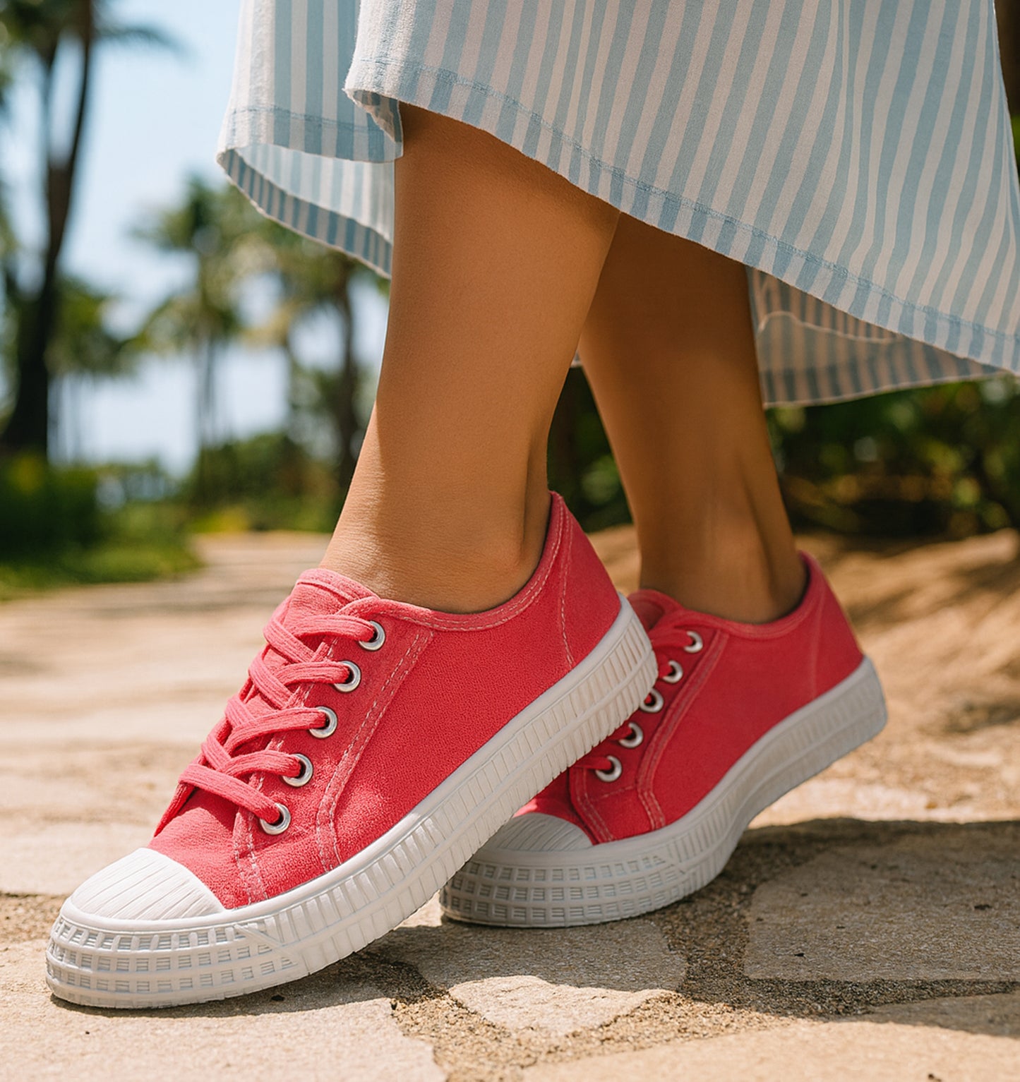 Womens Canvas Pink Lace Up Trainers Flat Sole Baseball Sneakers Ladies Flat Low Top Fashion Trainer Pumps