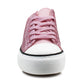 Womens Canvas Sparkly Pink Glitter Trainers Lace Up Glitter Chunky Sole Low Top Platform Baseball Sneakers Ladies Flat Fashion Pumps