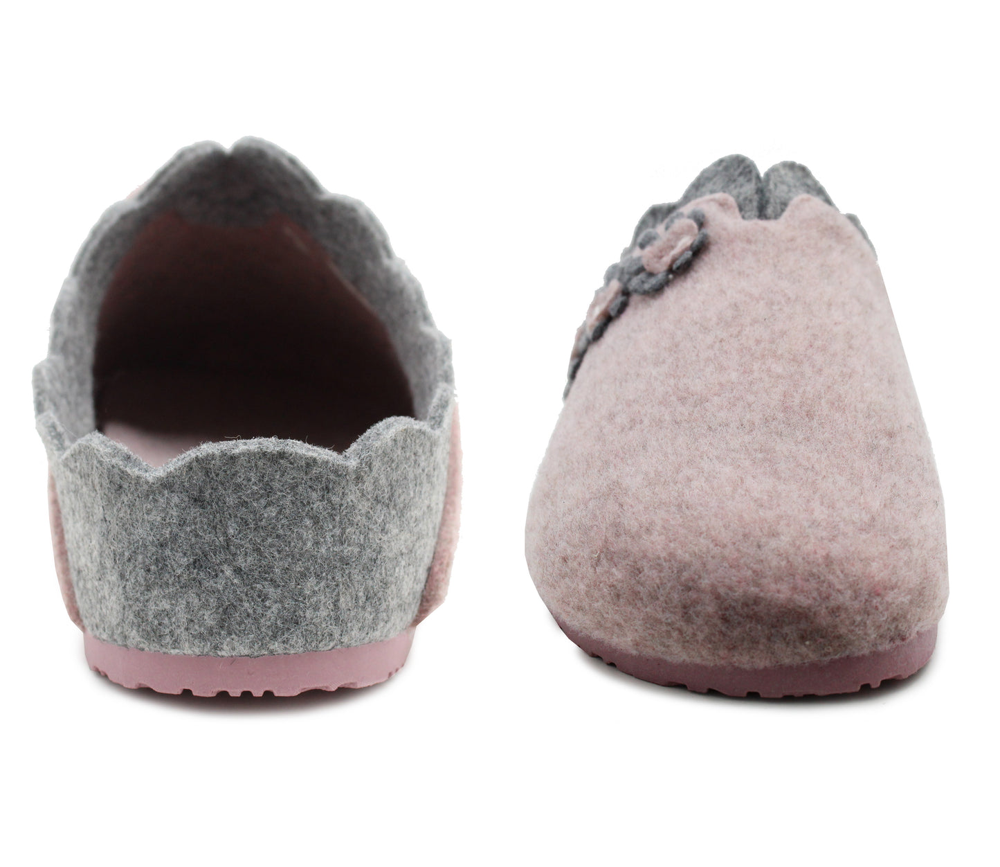 Womens Pink Felt Backless Slippers Ladies Slip On Mules Casual Indoor House Shoes