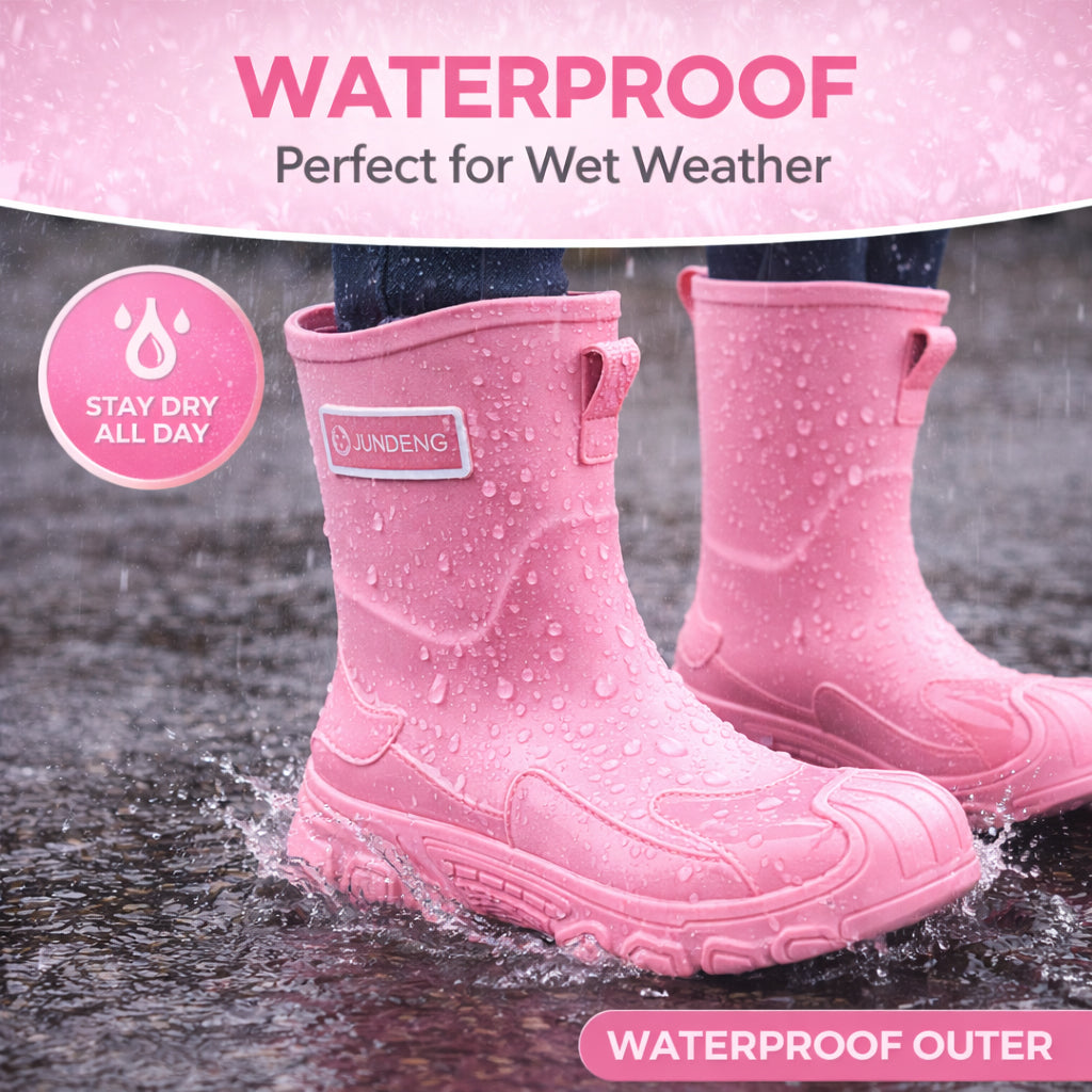 Womens Short Wellies Waterproof Ladies Mid Calf Wellington Boots Garden Walking Outdoor Mud Snow Rain Boots