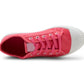 Womens Canvas Pink Lace Up Trainers Flat Sole Baseball Sneakers Ladies Flat Low Top Fashion Trainer Pumps