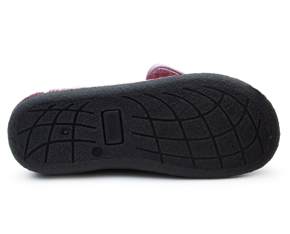 Womens EE Wide Fit Slippers Memory Foam Wide Opening Adjustable Ladies Touch Fasten House Shoes