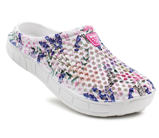 TRANQUIL Womens Lightweight EVA Breathable Clogs in Pink Floral