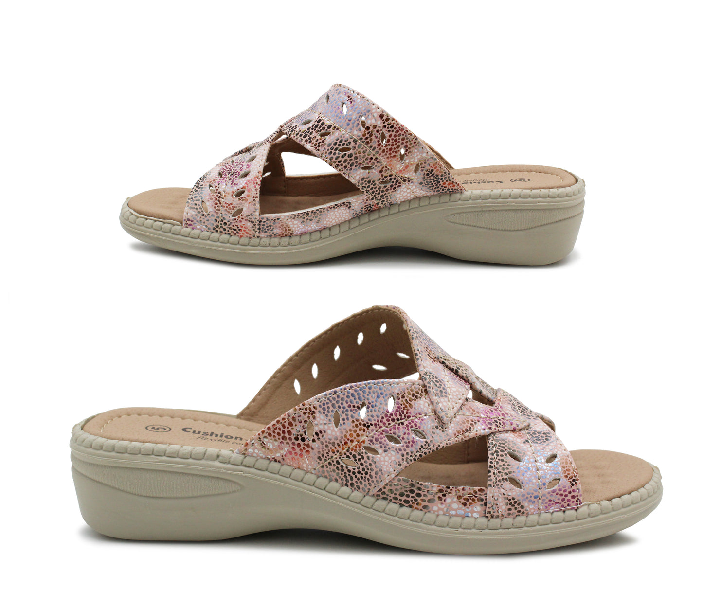 BAMBI Womens Mules Sandals in Pink Multi