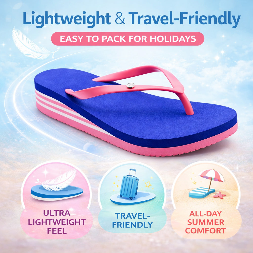 Womens Flip Flops Lightweight Toe Post Sandals Ladies Beach Summer Pool Shoe Wedge Thong Sandal