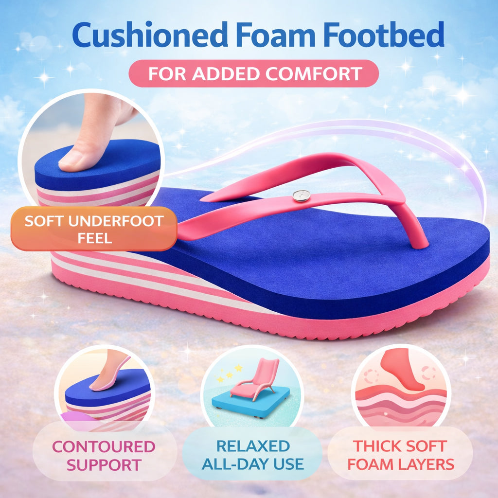 Womens Flip Flops Lightweight Toe Post Sandals Ladies Beach Summer Pool Shoe Wedge Thong Sandal