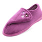 Womens Lightweight Faux Fur Wide Opening Touch Fasten Diabetic Orthopaedic Purple Slippers