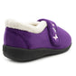 Womens Fleece Lined Purple Slippers Warm Wide Opening Touch Fasten Strap Winter Indoor Cosy Ladies Casual Flat House Shoes