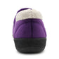 Womens Fleece Lined Purple Slippers Warm Wide Opening Touch Fasten Strap Winter Indoor Cosy Ladies Casual Flat House Shoes