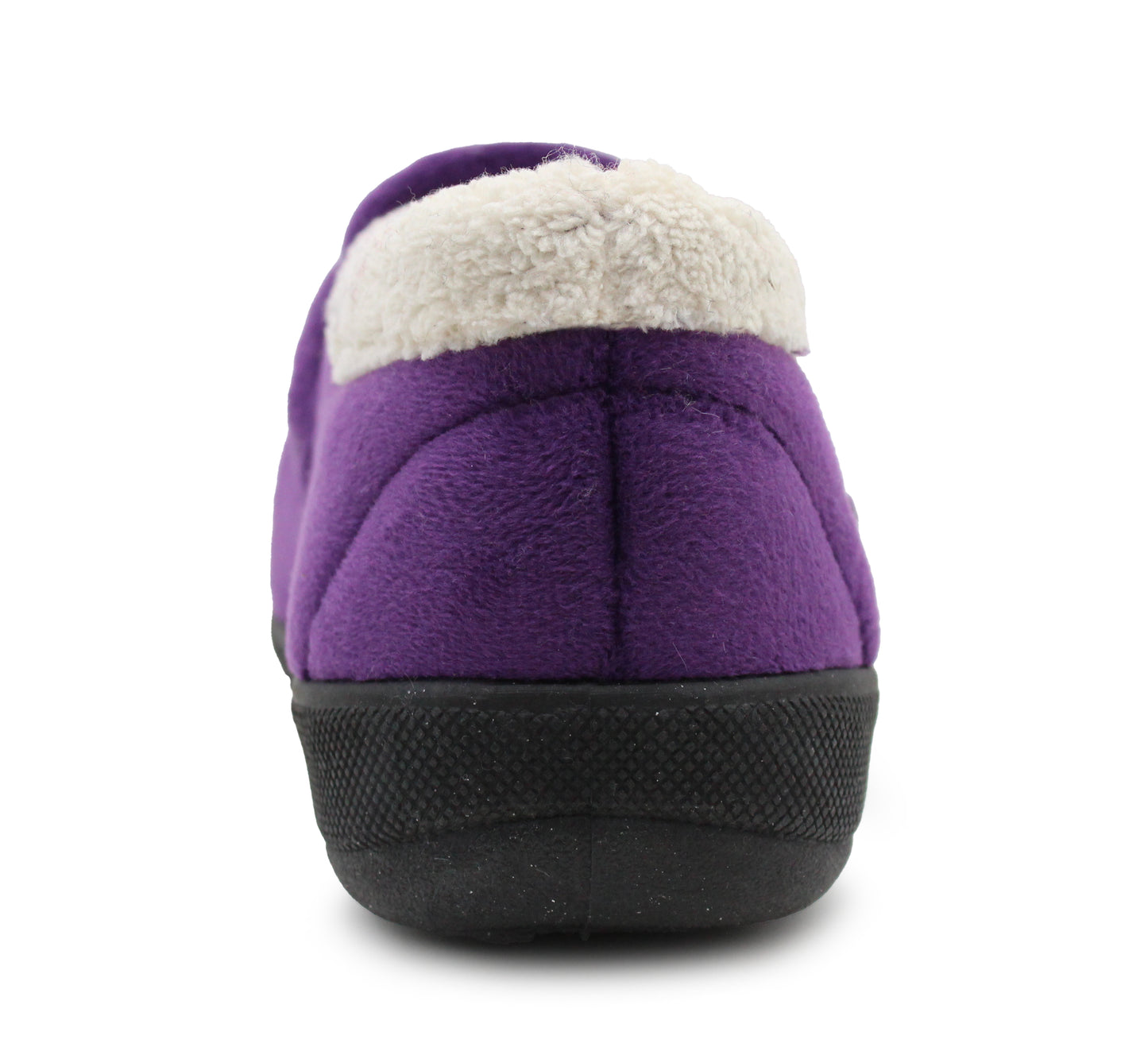 Womens Fleece Lined Purple Slippers Warm Wide Opening Touch Fasten Strap Winter Indoor Cosy Ladies Casual Flat House Shoes
