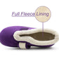 Womens Fleece Lined Purple Slippers Warm Wide Opening Touch Fasten Strap Winter Indoor Cosy Ladies Casual Flat House Shoes