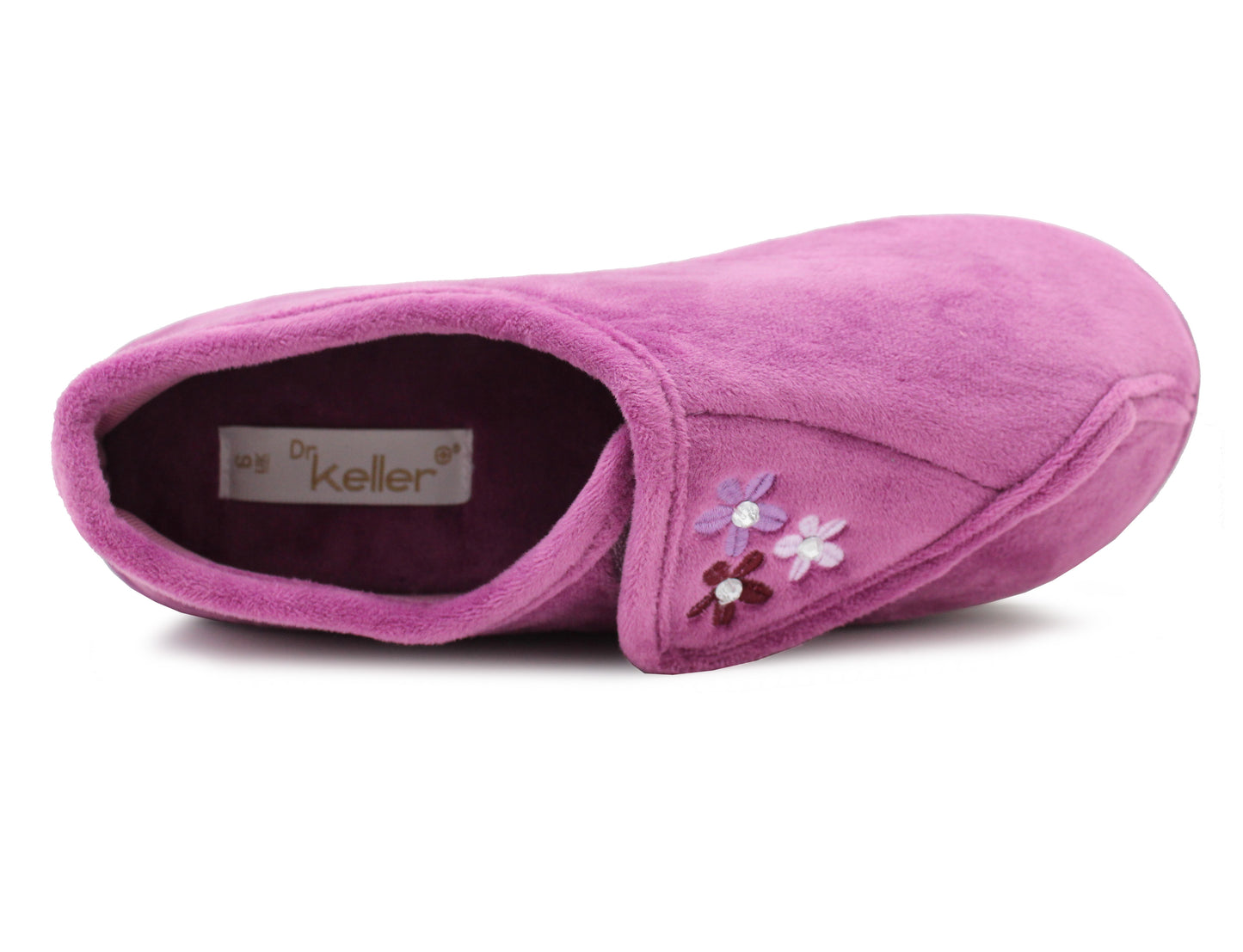 Womens Lightweight Faux Fur Wide Opening Touch Fasten Diabetic Orthopaedic Purple Slippers