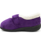 Womens Fleece Lined Purple Slippers Warm Wide Opening Touch Fasten Strap Winter Indoor Cosy Ladies Casual Flat House Shoes