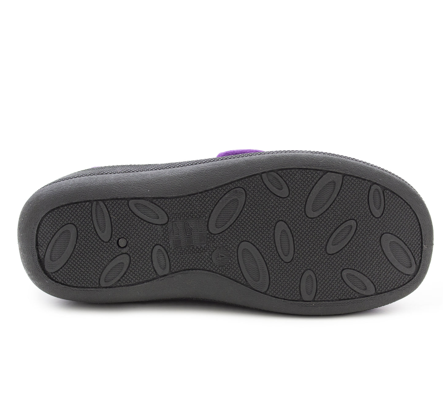 Womens Fleece Lined Purple Slippers Warm Wide Opening Touch Fasten Strap Winter Indoor Cosy Ladies Casual Flat House Shoes