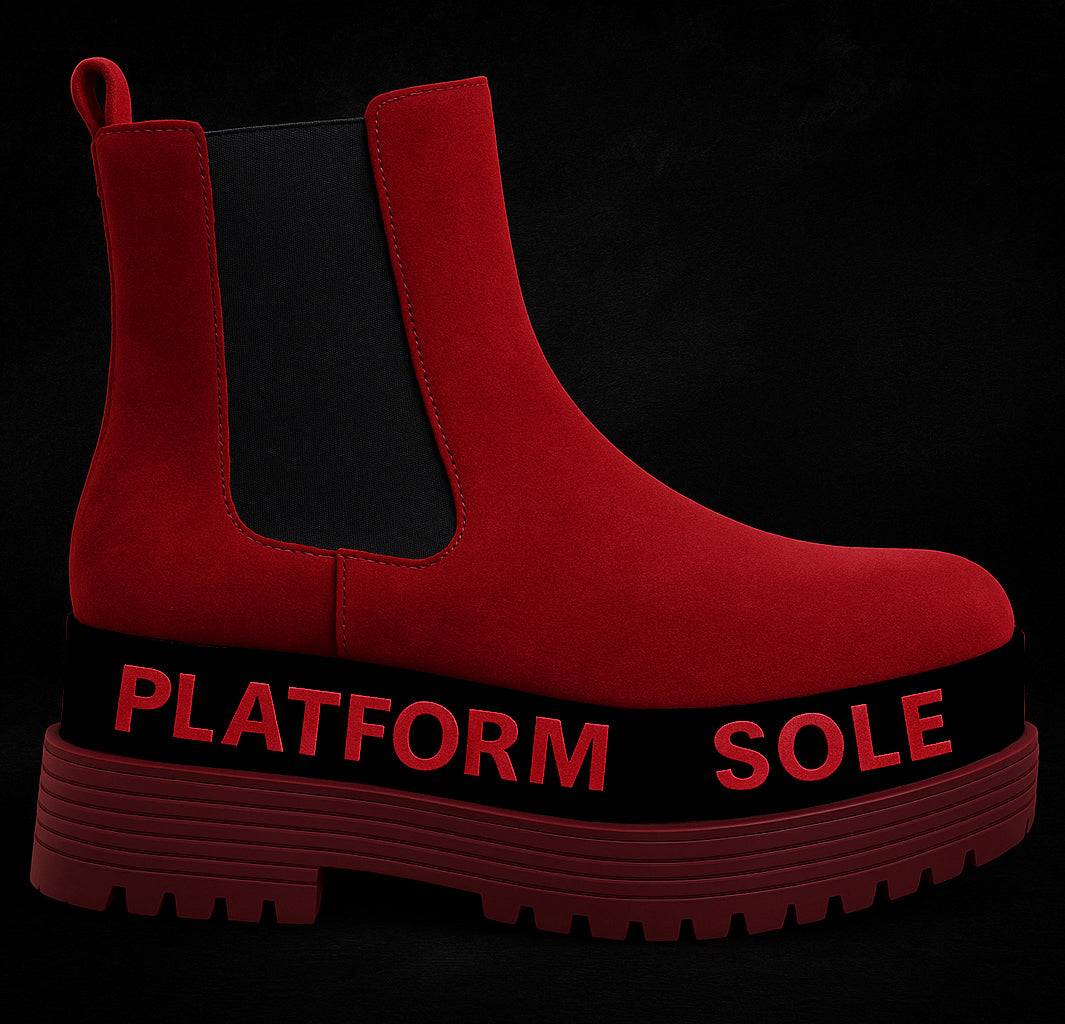 Womens Platform Boots Ladies Slip On Chunky Sole Faux Suede Elastic Slip On Fashion Chelsea High Ankle Boots