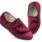 Womens Velour Faux Fur Lined Ladies Winter Wide Opening Diabetic Orthopaedic Red Slippers