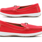 Womens Slip On Loafers Flat Casual Buckle Penny Loafer Pumps Moccasin Breathable Deck Boat Shoes Red