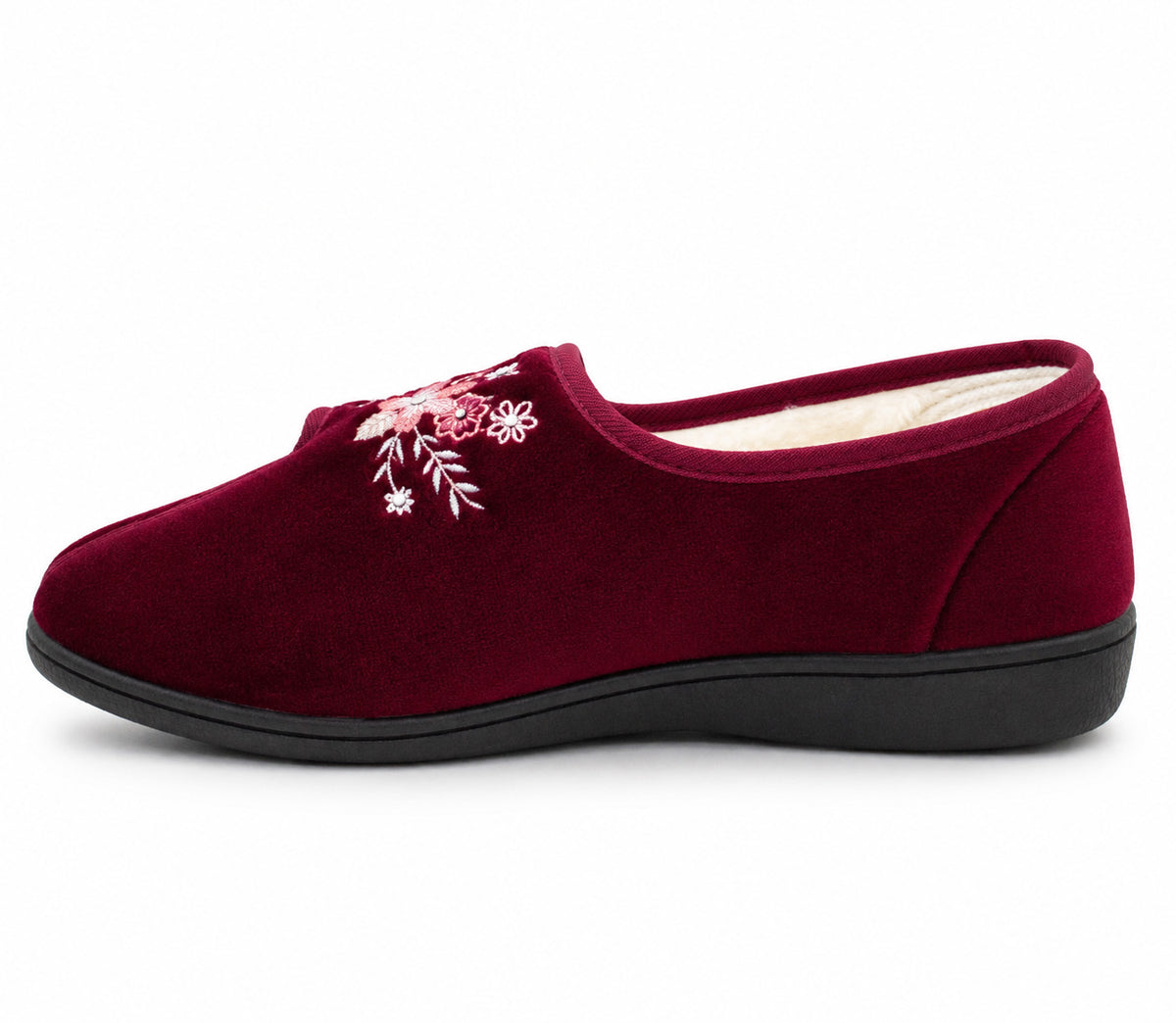 Womens Velour Slippers Faux Fur Lined Ladies Winter Wide Opening Diabetic Orthopaedic House Shoes