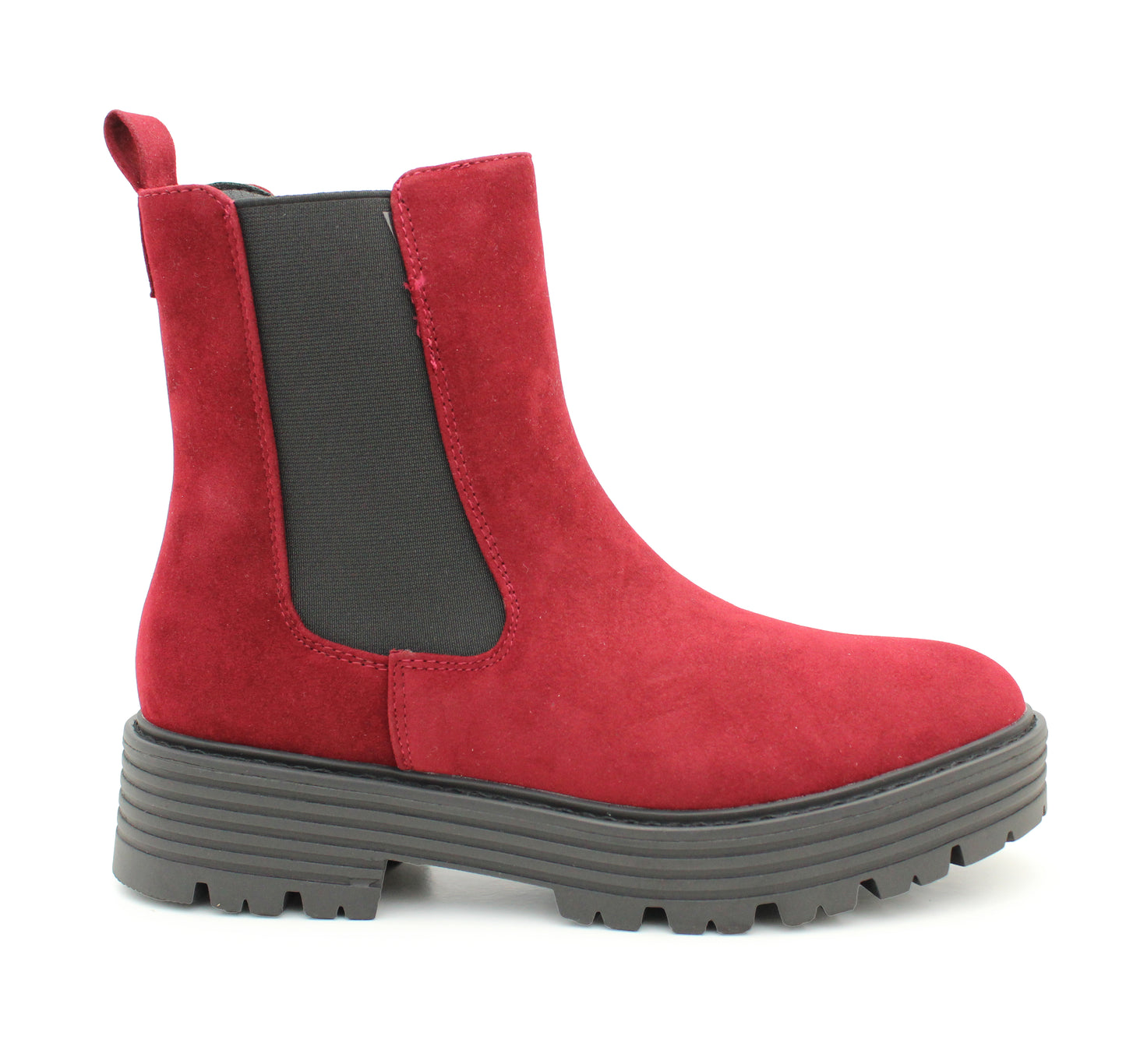 Womens Platform Boots Ladies Slip On Chunky Sole Faux Suede Elastic Slip On Fashion Chelsea High Ankle Boots