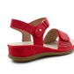 Womens Slingback Sandals Red Twin Touch Fastening Ladies Low Wedge Heel Open Toe Fashion Summer Sandals