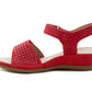 Womens Slingback Sandals Red Twin Touch Fastening Ladies Low Wedge Heel Open Toe Fashion Summer Sandals
