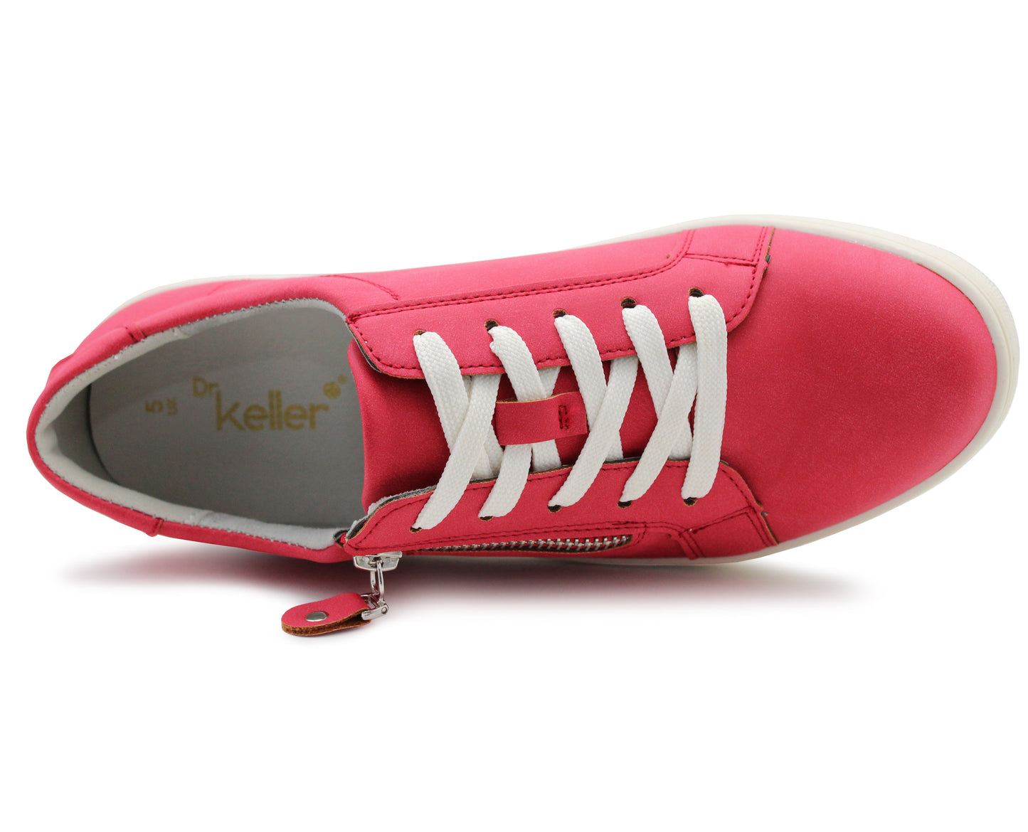 Womens Casual Lace Up Red Fashion Trainers Side Zip Fastening Sneaker Shoes