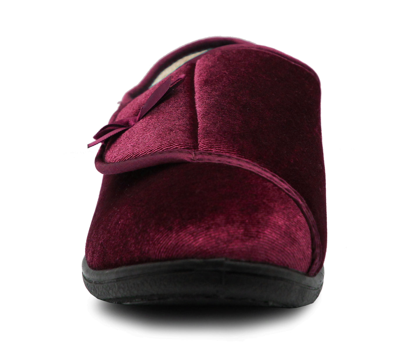 Womens Velour Faux Fur Lined Ladies Winter Wide Opening Diabetic Orthopaedic Red Slippers