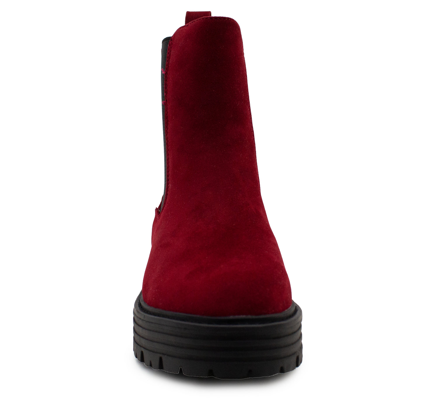 Womens Platform Boots Ladies Slip On Chunky Sole Faux Suede Elastic Slip On Fashion Chelsea High Ankle Boots