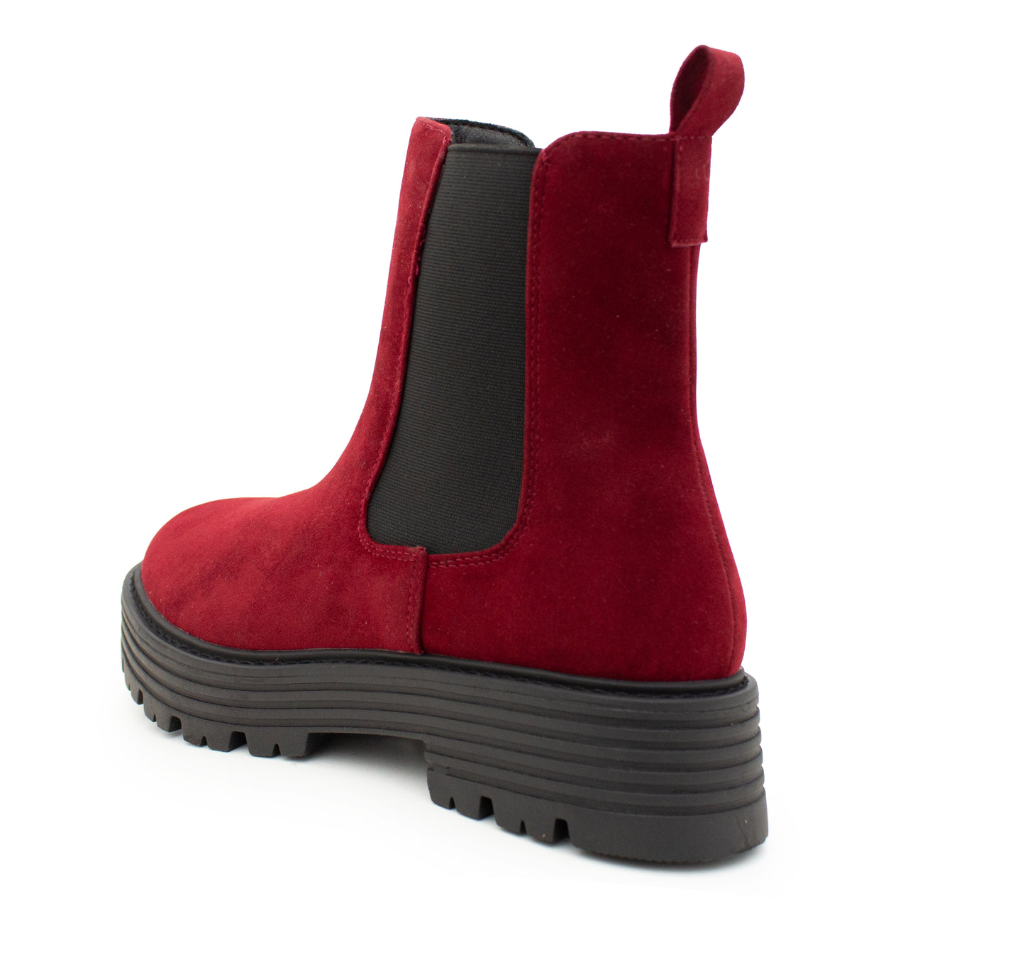 Womens Platform Boots Ladies Slip On Chunky Sole Faux Suede Elastic Slip On Fashion Chelsea High Ankle Boots