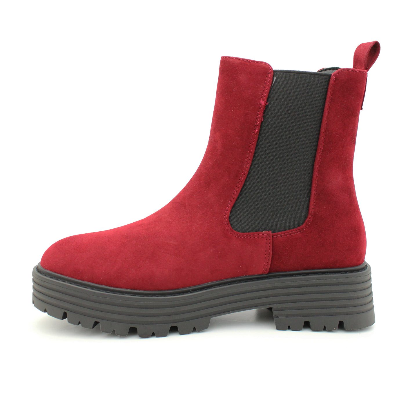 Womens Platform Boots Ladies Slip On Chunky Sole Faux Suede Elastic Slip On Fashion Chelsea High Ankle Boots