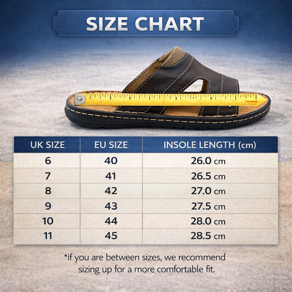 Mens Slip On Sandals Faux Leather Open Toe Sliders Flat Beach Casual Summer Slippers Comfort Sliders