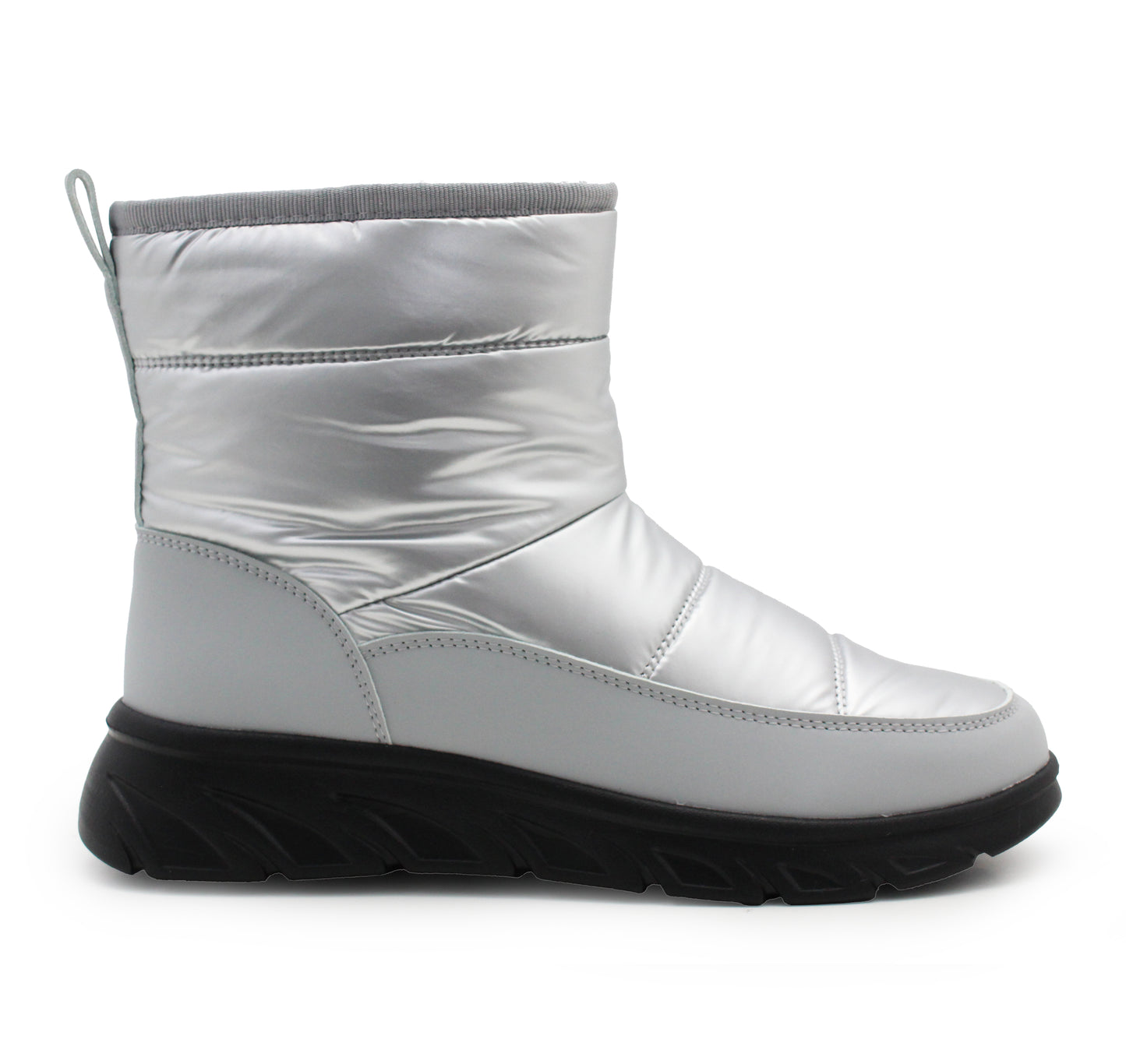 Womens Winter Boots Ladies Faux Fur Lined Zip Lightweight Silver Metallic Quilted Warm Thermal Ankle Boots