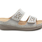 Womens Backless Sandals Touch Fasten Low Wedge Heel Open Toe Metallic Summer Ladies Fashion Sandal Beach Slides Shoes Silver