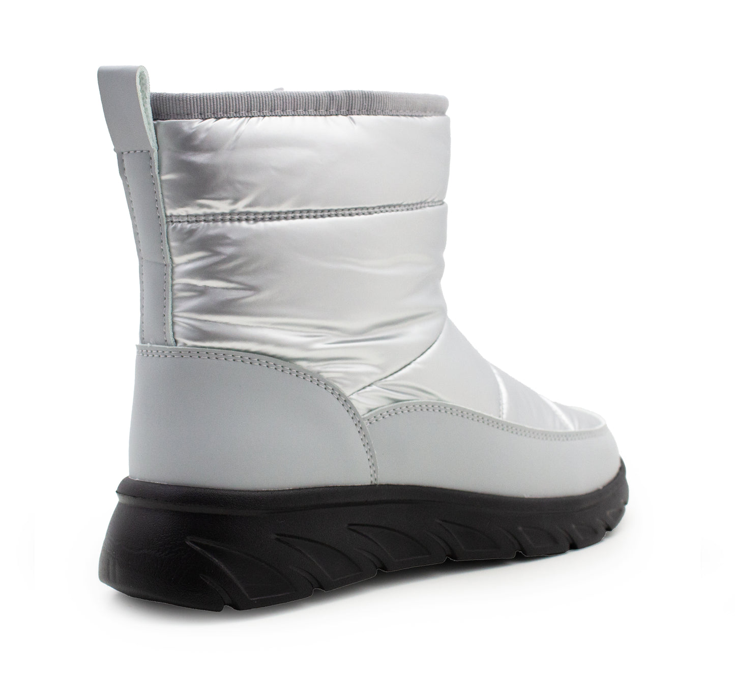 Womens Winter Boots Ladies Faux Fur Lined Zip Lightweight Silver Metallic Quilted Warm Thermal Ankle Boots