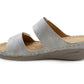 Womens Backless Sandals Touch Fasten Low Wedge Heel Open Toe Metallic Summer Ladies Fashion Sandal Beach Slides Shoes Silver